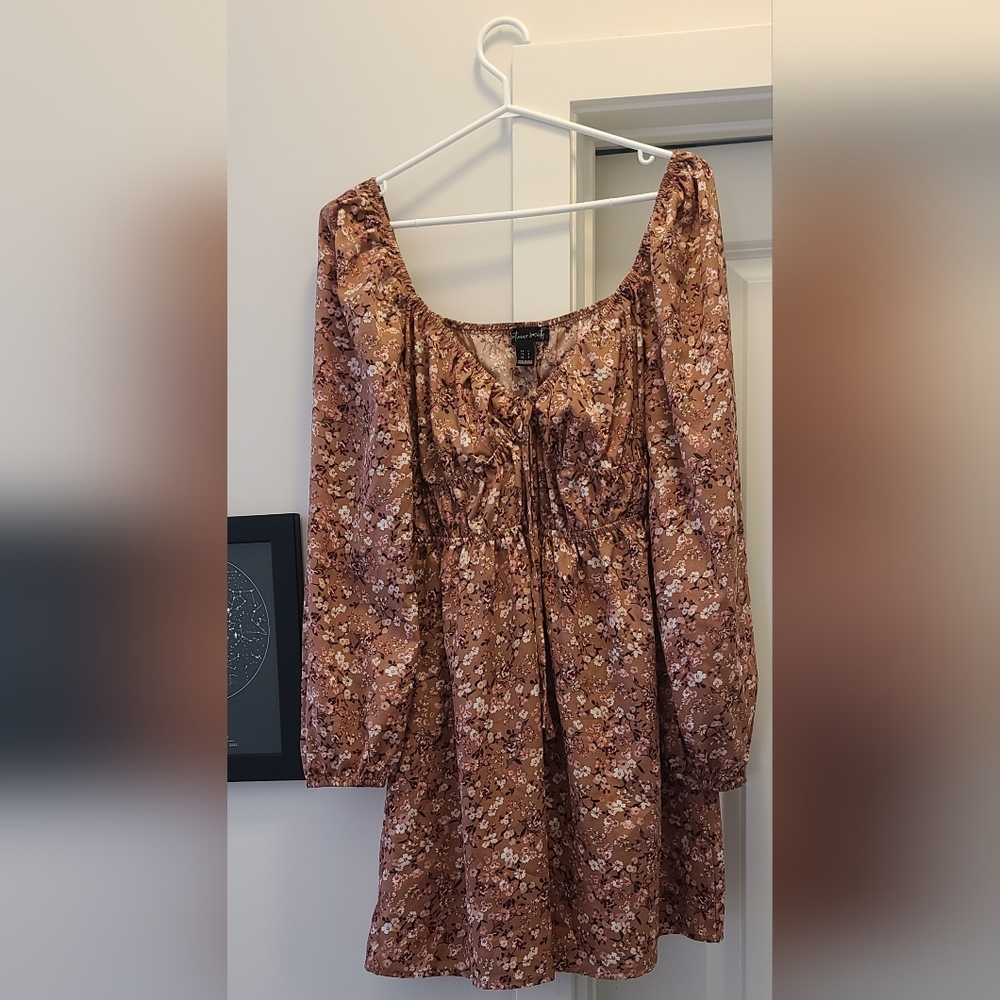 Streetwear Society Brown/Orange Long Sleeve Tie Front Blouse